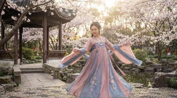 镜子前面古风汉服视频拍摄